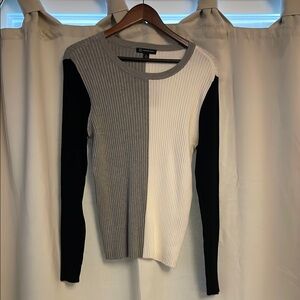 New color block ribbed, fitted sweater